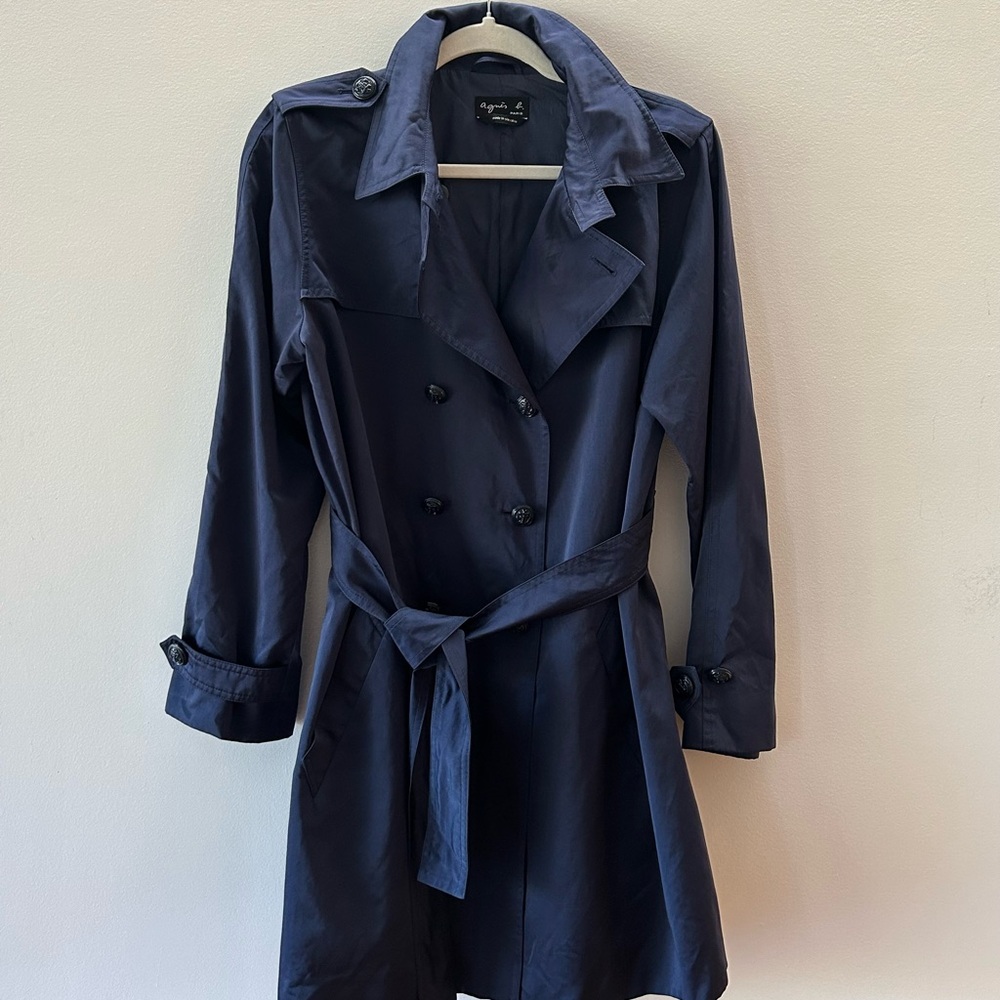 Agnes B. Navy Blue Double-Breasted Women's Spring/ Fall Coat Size EU 40